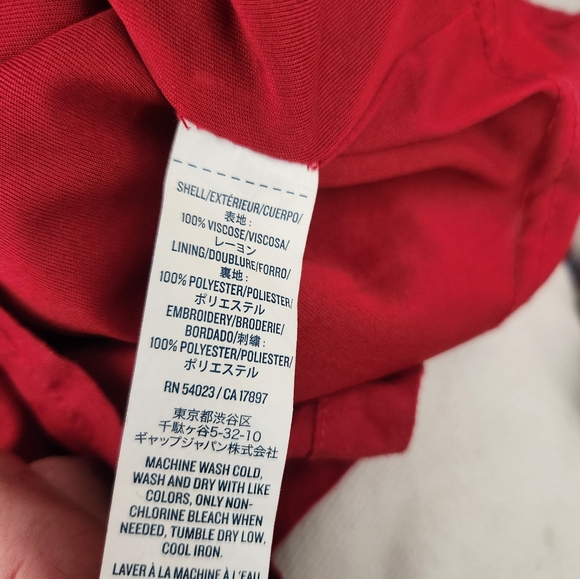 OLD NAVY Women’s Dress XXL 2XL Red Embroidered Elastic Waist Front Tie Midi - Picture 10 of 10